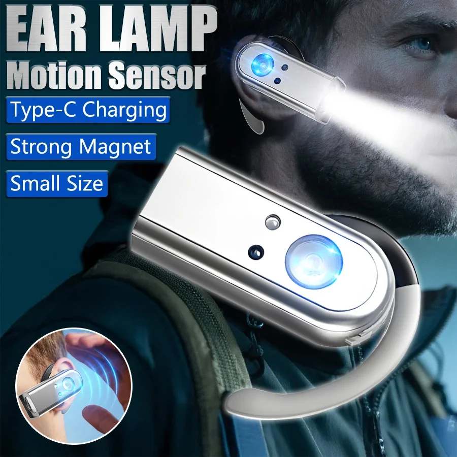 

Induction LED Headlight Rechargeable Portable Earlight Magnetic Induction Headlamp Super Bright Outdoor Camping Fishing Ear Lamp