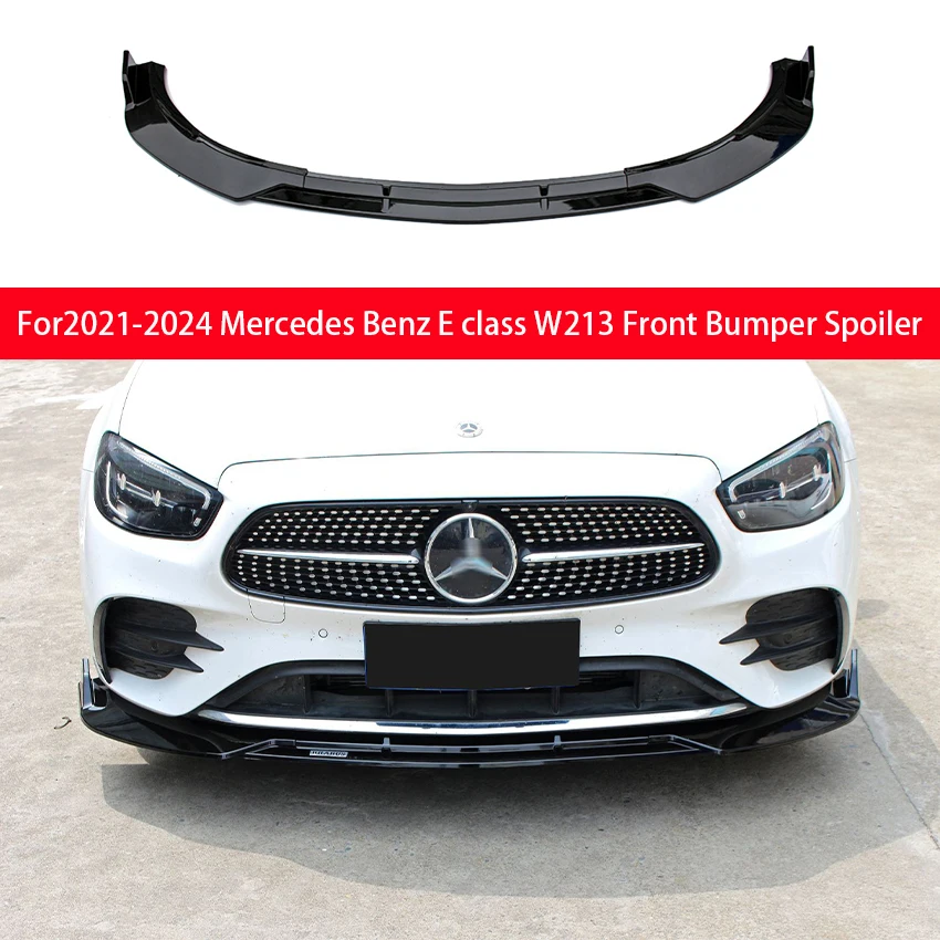 

For 2021-2024 Mercedes Benz E Class W213 C238 E260 E300 AMG Front Bumper Lip Diffuser Glossy Black Carbon Look Spoiler Body Kit