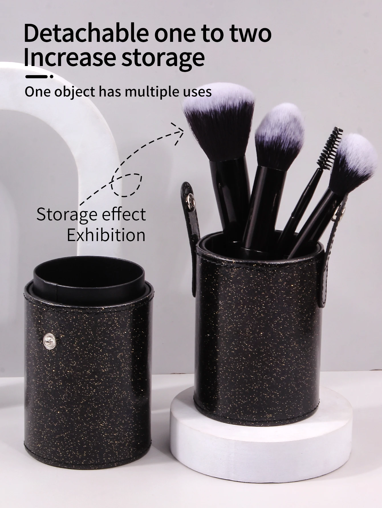 PU Leather Makeup Storage Holder Cosmetic Cup Case Box for Makeup Brush Pen PU Leather Travel Makeup Brushes Holder Storage