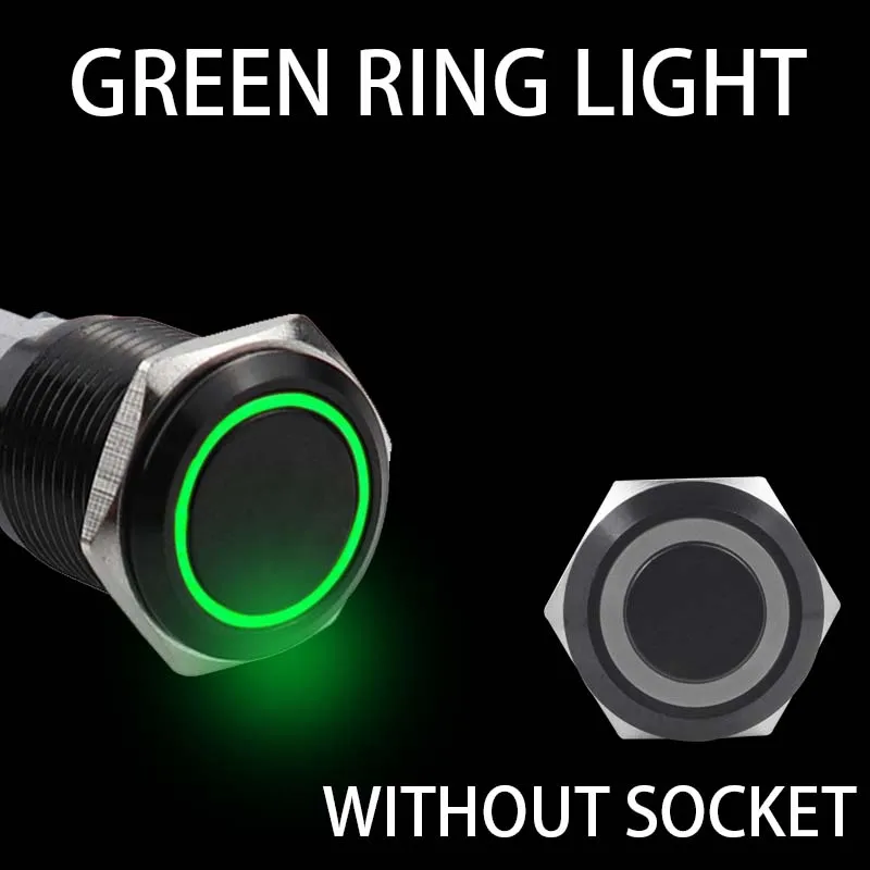 12/16/19/22mm Schwarz shell Druckschalter Metall Wasserdicht Rast Momentary LED Licht Auto motor Netzschalter Blau Rot HUSA