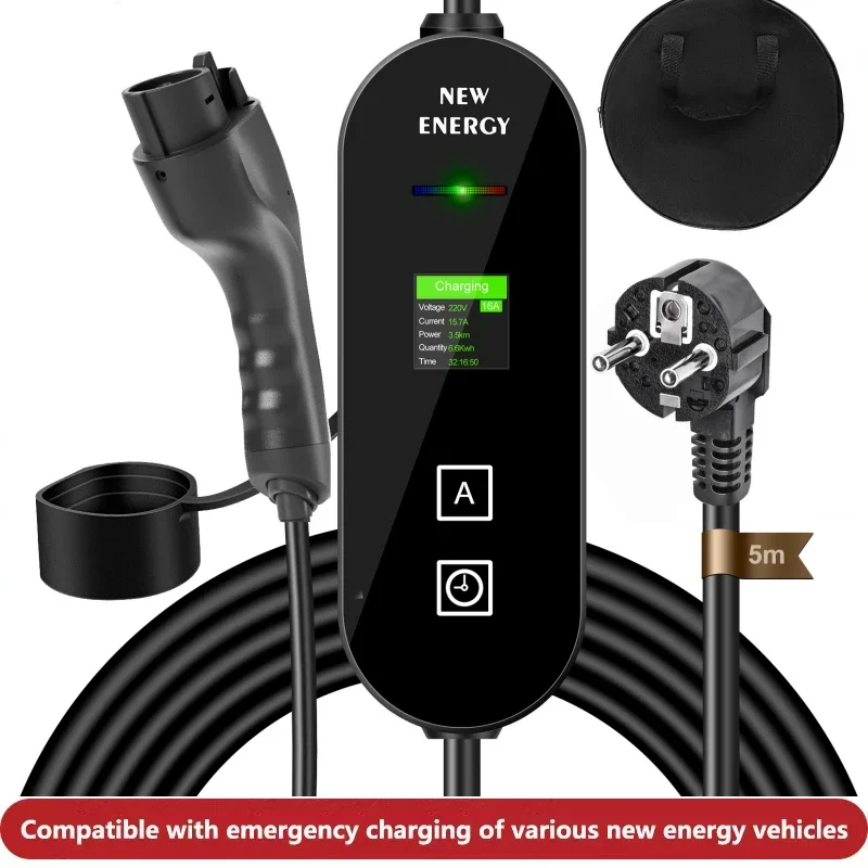 RitizPro 3.5kW Type1  J1772 EV Charger 8A-16A Adjustable Schuko Plug 5M Cable portable EV charging station Dual Temp Protection