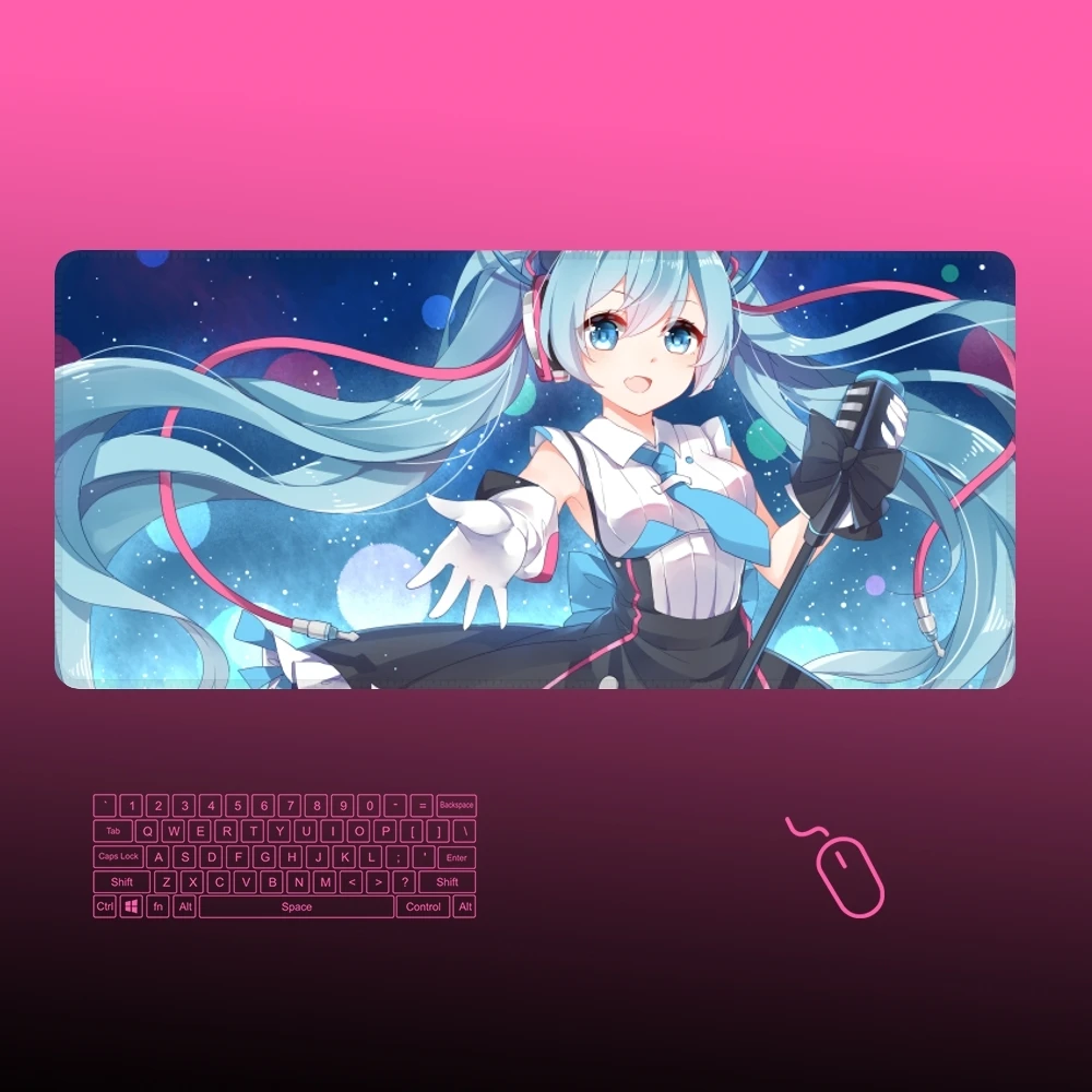 HatsuneS M-MikuS Mouse Pad Gamer manga Large Rubber Art Gaming Mouse Pad Locking Edge Big Computer Mousepad Laptop Desk Mat