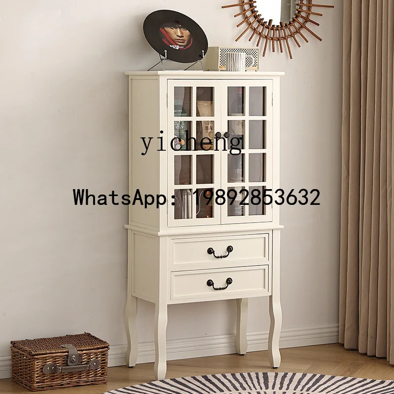 

GZ all solid wood dining side cabinet kitchen living room home storage cabinet modern simple wall wine cabinet home decor