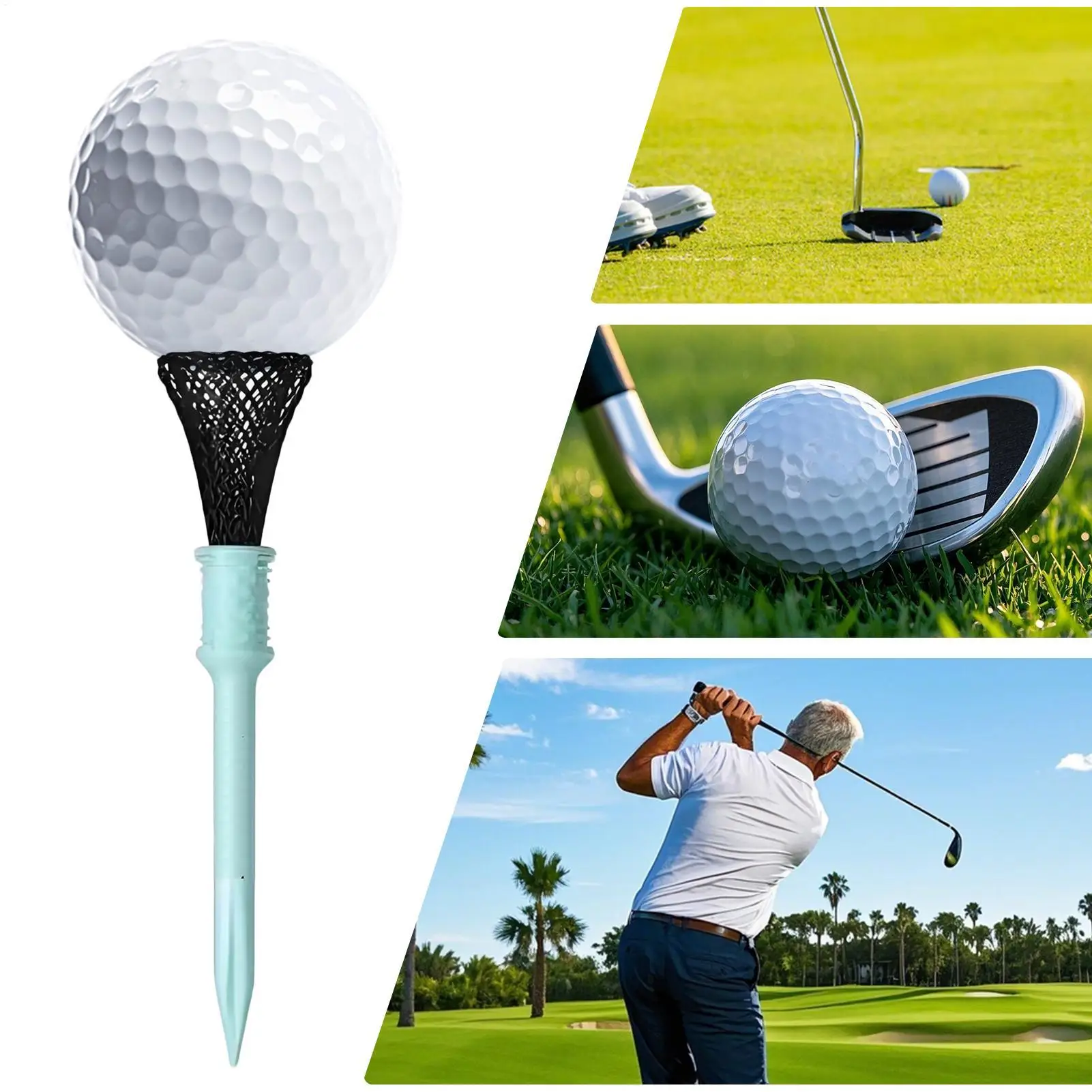Golf Tee 3piece Mesh Design Base Reduce Friction Practice Golf Tees High-Elastic For Men Women Golfers Practice Kids Home Indoor