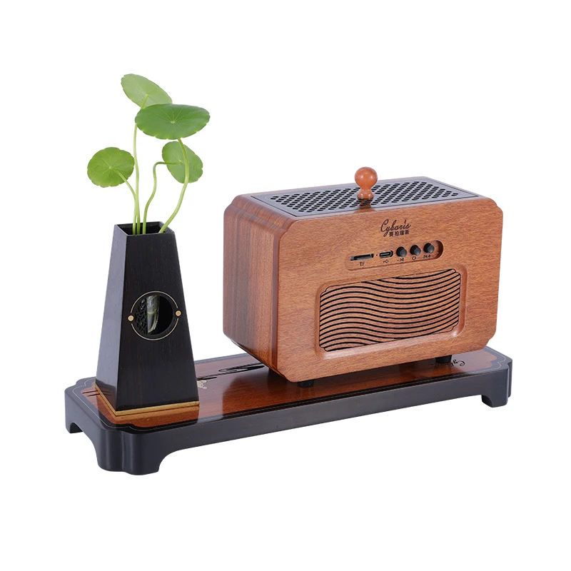 Fashion high-end gift speakers Music incense box Handmade red sandalwood aromatherapy mahogany solid wood speaker set