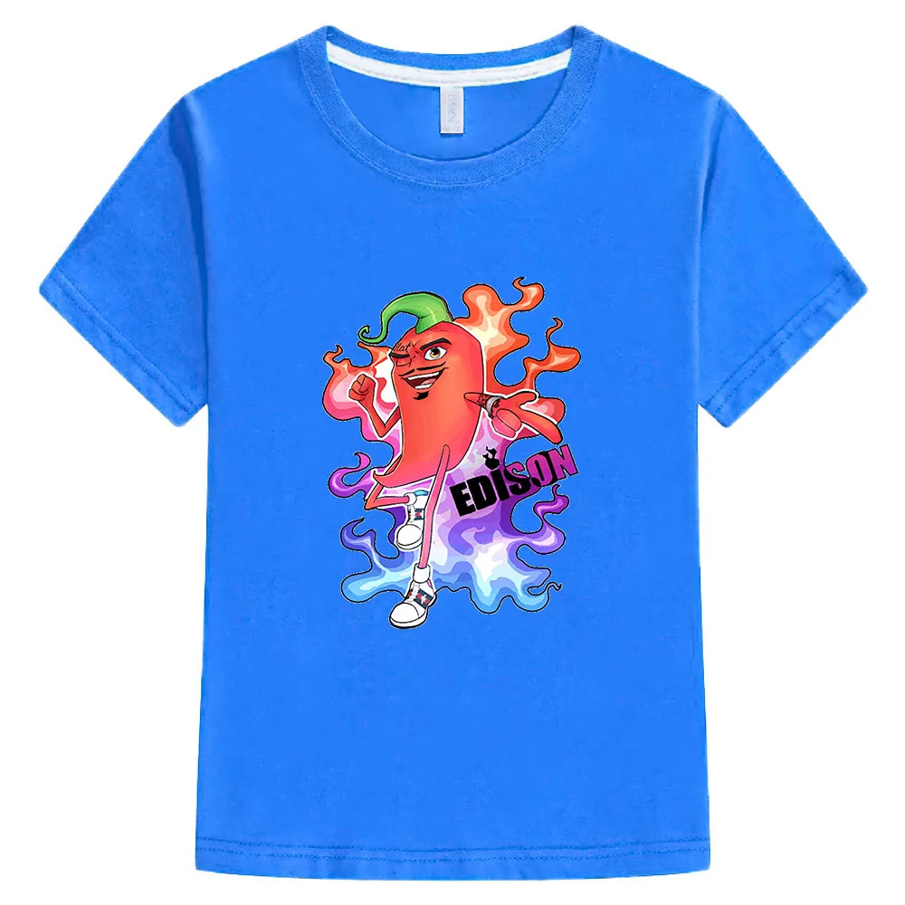 Camisetas infantiles para niñas, Tops gruesos de algodón informales, ropa familiar, Perec Chilli Merch Edison, Verano