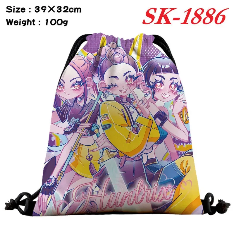 Kpop demon hunters saco de cordão grande capacidade cor esporte ginásio pacote armazenamento anime rumi mira zoey ombro mochila presente