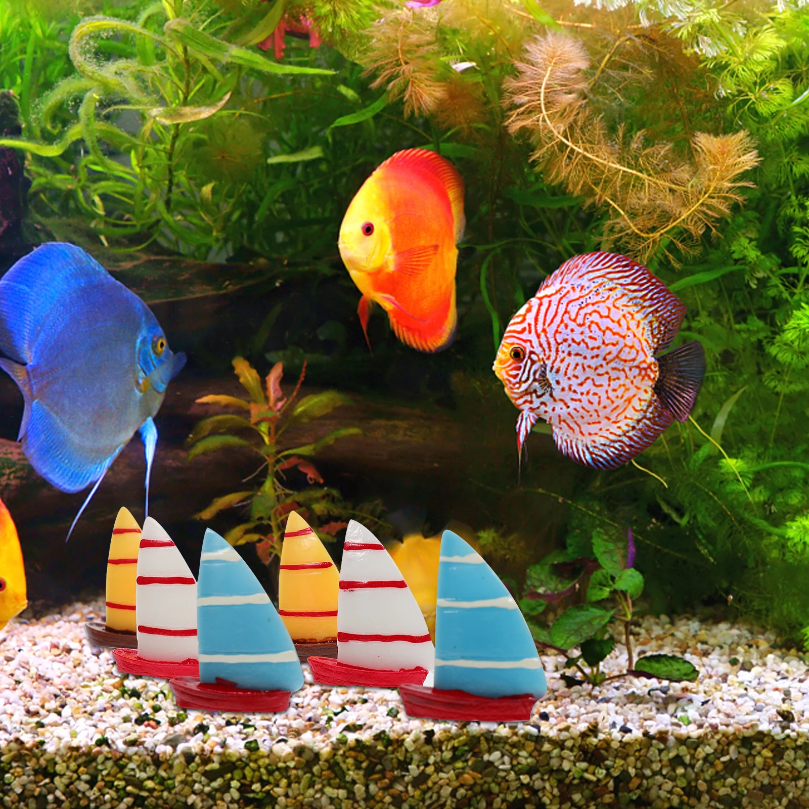 

15Pcs Mini Resin Sailboat naments Realistic Decor for Plant Pot Fish Tank Micro L scape Indoor Outdoor Accessories