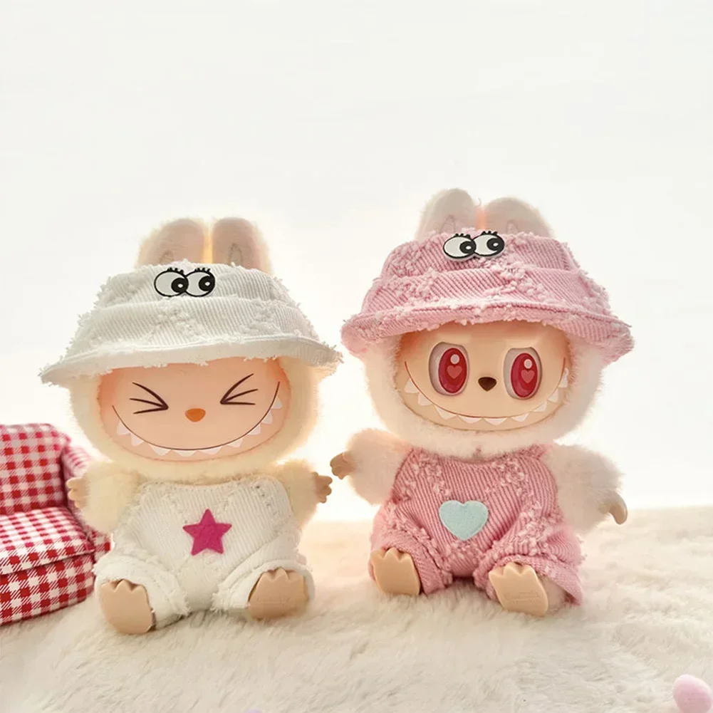 ل 15-17 سنتيمتر v1v2 Labubu ملابس دمى الزي اكسسوارات كوريا Kpop Exo Labubu المعبود V1 V2 الملونة صياد قبعة مجموعة