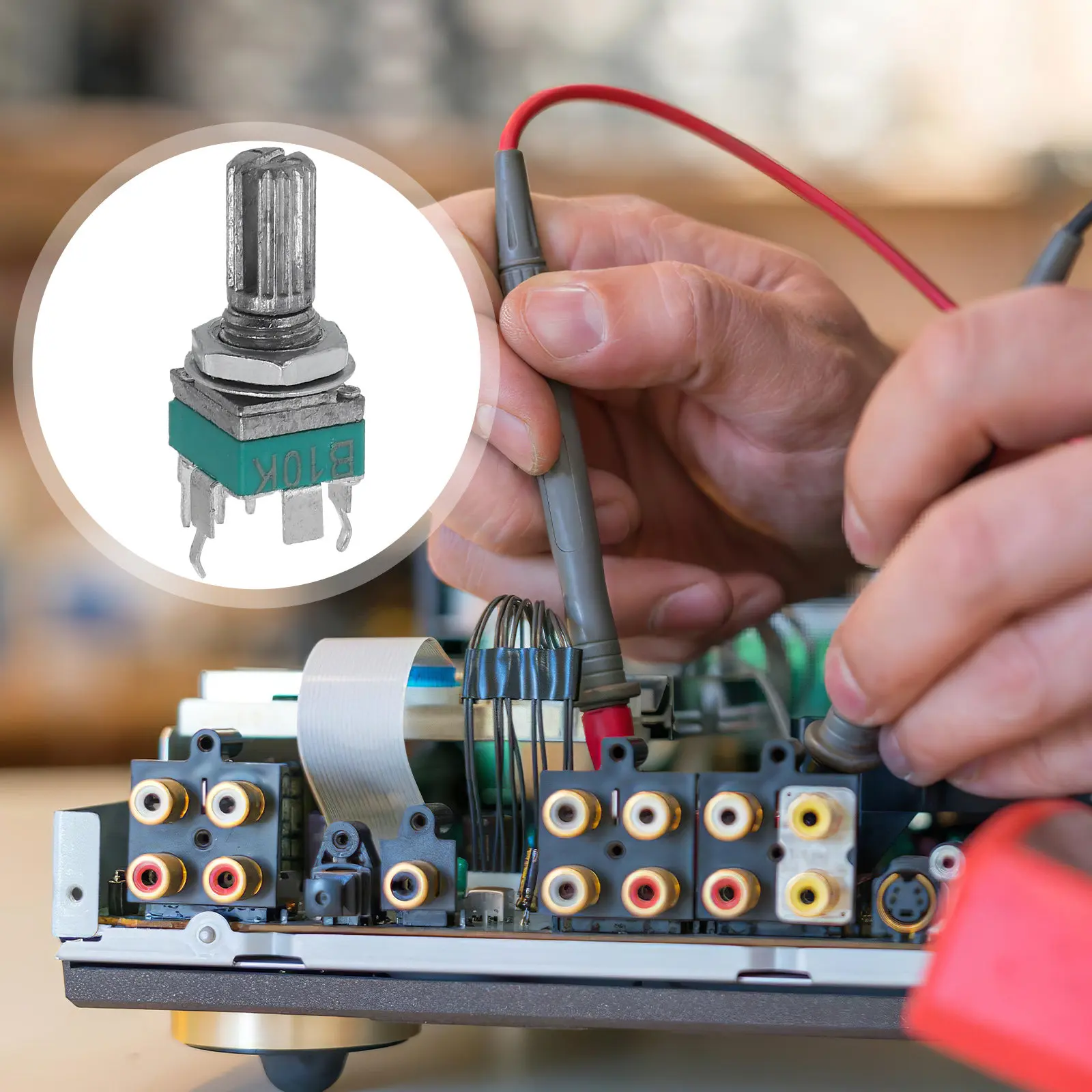 10Pcs High Precision Vertical Potentiometer with Mounting Bracket Wide Resistance Range Stepless Rotation for Professional Audio