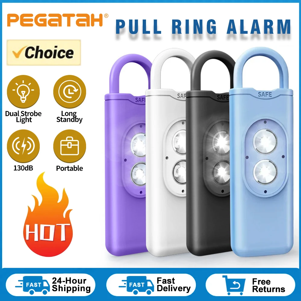 Self Defense Alarm 130DB LEDLight Anti-wolf Alert for Girl Child Women Carrying Scream Loud Panic Alarm Emergency Alarm Keychain