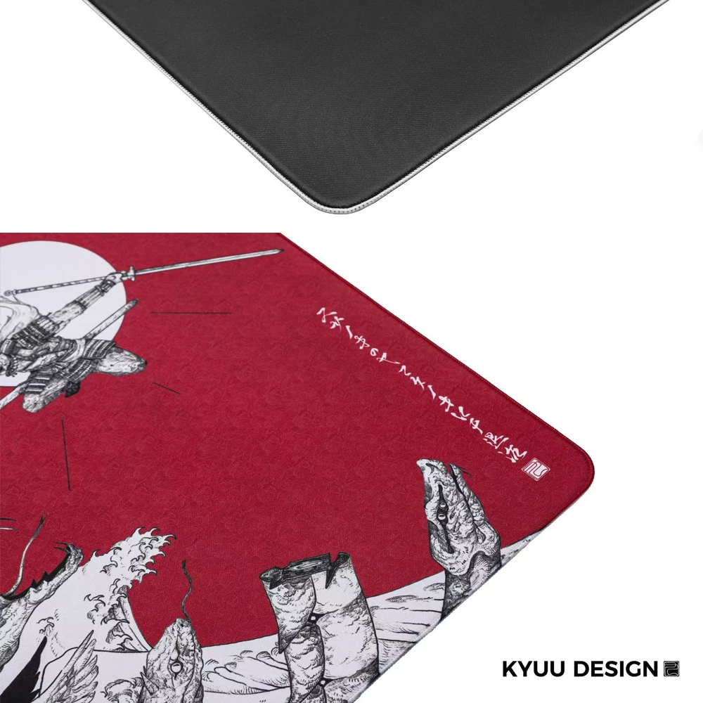 KYUU DESIGN Tappetino per mouse da gioco 480x400mm - Samurai vs Serpent Art a otto teste Base in gomma antiscivolo Controllo di precisione per giocatori