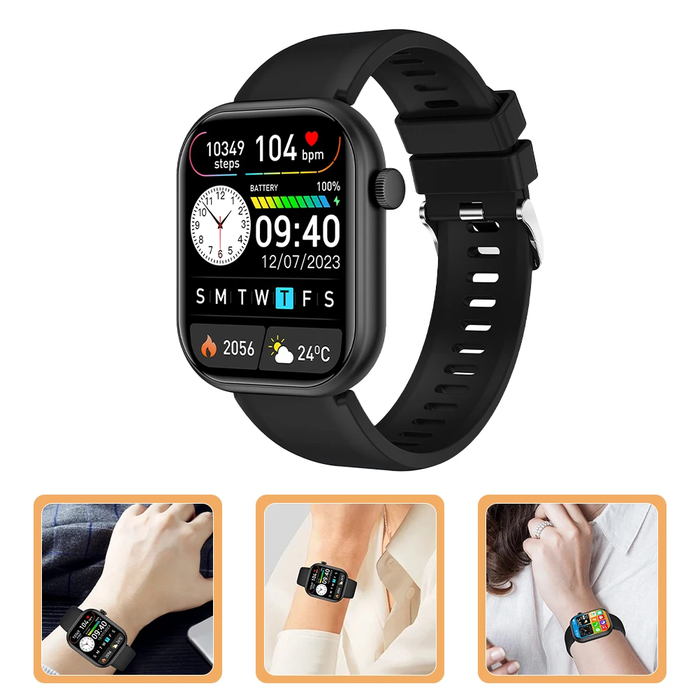 

Fitness Tracker Smartwatch Large Screen Sports Monitoring Black Silicone Band Outdoor Activity Trackers