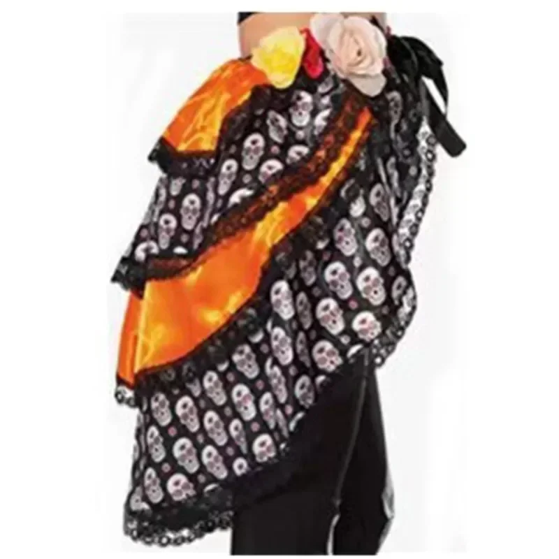 Хэллоуин Скелет Сахарный Череп Цветок Туту Необычная Юбка День Мертвых Призрак Невесты Зомби Вампир Косплей Костюм @ 0Z *