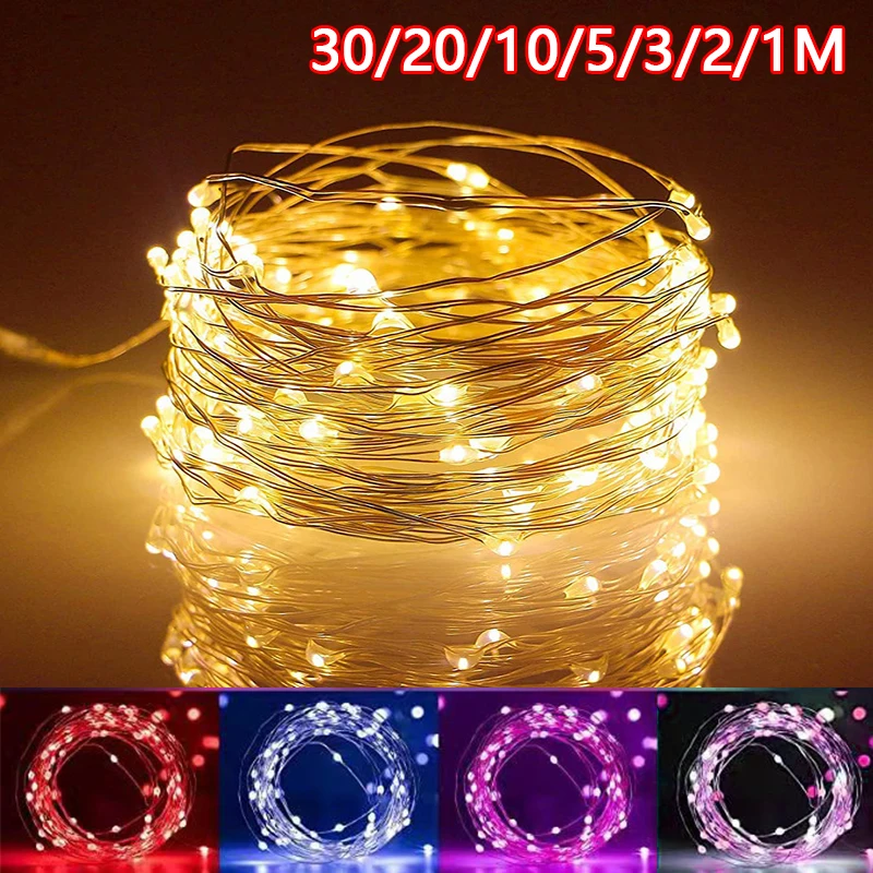 Lámpara de alambre de cobre LED impermeable con batería de bajo voltaje, 3V, alimentada por USB, guirnalda de Festival de Primavera de Navidad, decoración de fiesta de boda