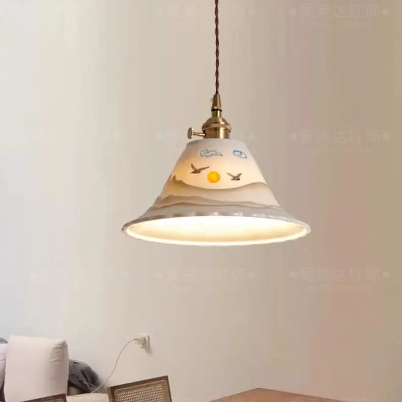 

Medieval restaurant bedroom bedside foyer corridor window display mountains layered shadows ceramic chandelier