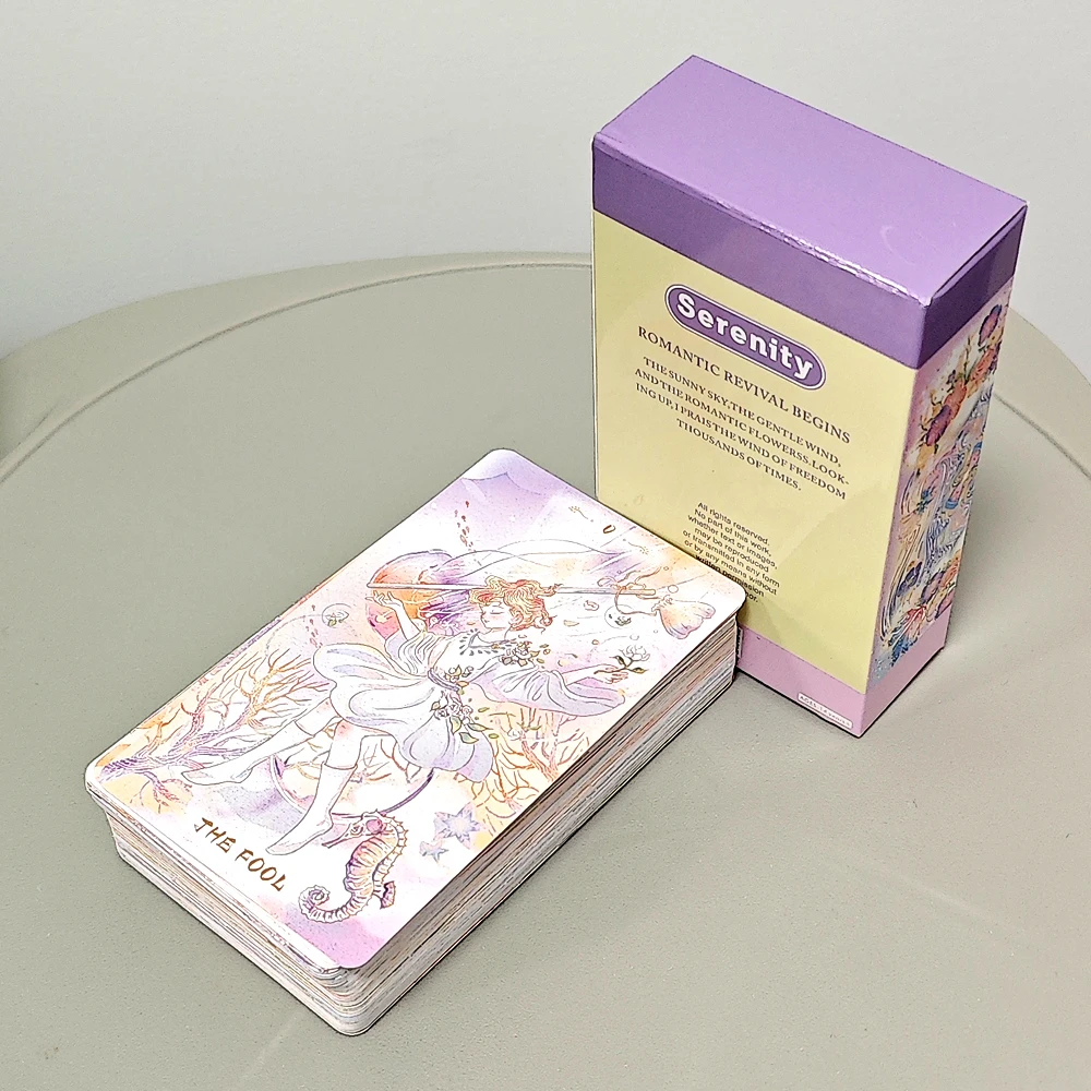 Baralho de tarô Serenity de 10,3 * 6 cm 78 peças de cartas de tarô estilo anime sonhadoras quentes baseadas no sistema de piloto