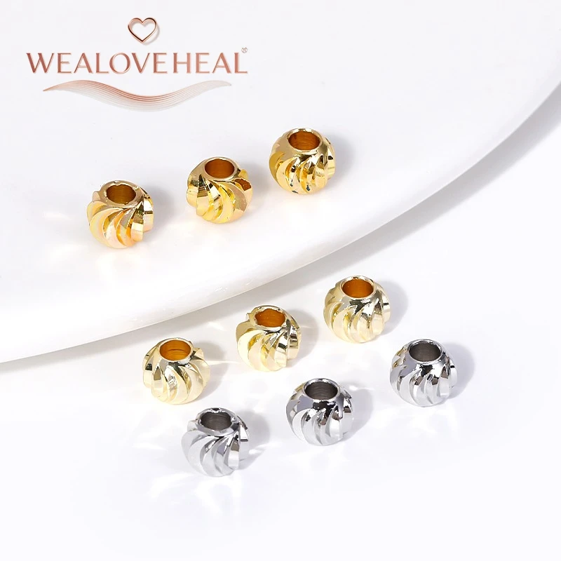 18K vergoldete Messing-Blumen-Abstandsperlen 2,5-6mm facettierte runde Metallperlen für DIY Schmuck Armbandherstellung Zubehör – Detail 18