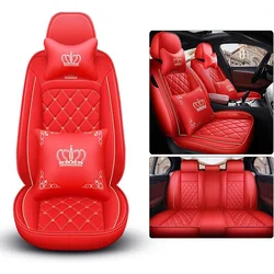 Full set car seat covers, Crown PU leather full surround, comfortable cushion cover fit for most 5 seats cars/SUV/truck/vans