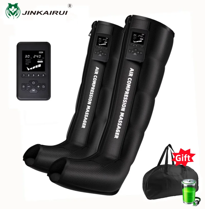Jinkairui Home Electric Leg Massager, Air Compression Air Wave Massager for Athletes, Airbag Leg Massager with Storage Bag Gift