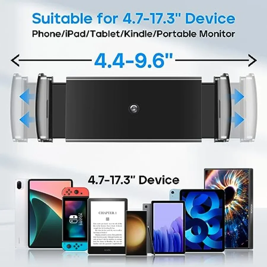 Supporto per tablet ROADOM Staffa girevole regolabile a 360 gradi Supporto per tablet pieghevole con morsetto inclinabile 180 per tablet iPhone iPad da 4,717,3 pollici Po