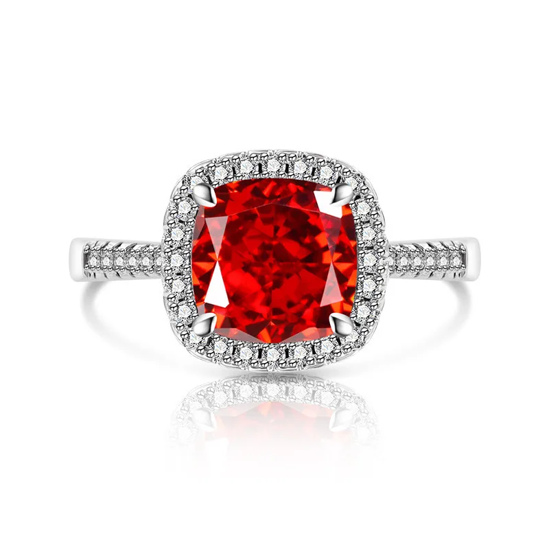 925 Sterling Silber Stilvoller und Einfacher Eisblumen-Schliff Prinzessin Quadratischer Zirkon-Ring Geburtstags- und Jubiläumsgeschenk – Detail 12