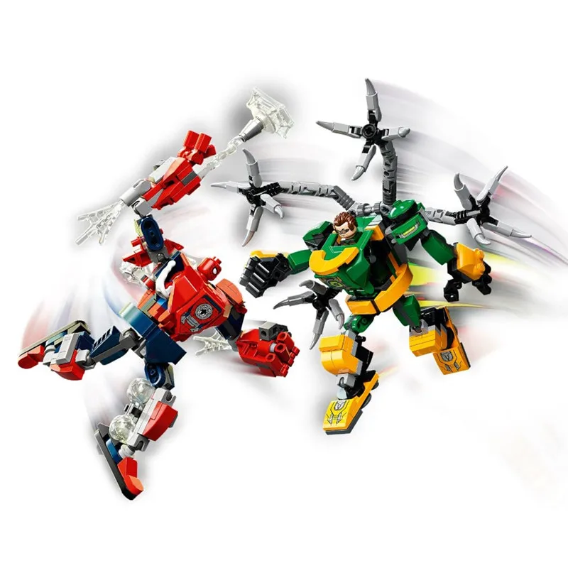 Superhéroes Spider-Man VS Doctor Octopus Mech Armor Battle Building Blocks Kits, ladrillos, modelo de película clásica, juguetes para niños, regalo