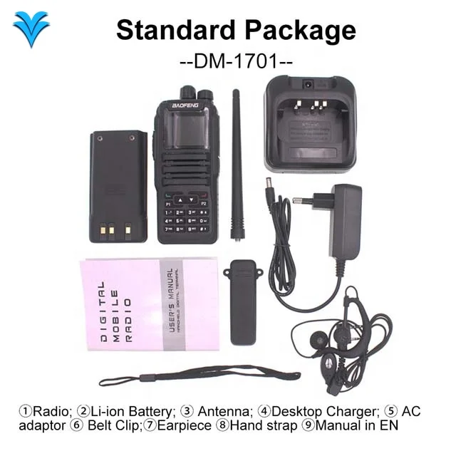 Baofeng DM 1701 Dual Band Dual True Time Slot station Tier II building shop mall DMR Analog Amateur Digital Radio walkie talkie