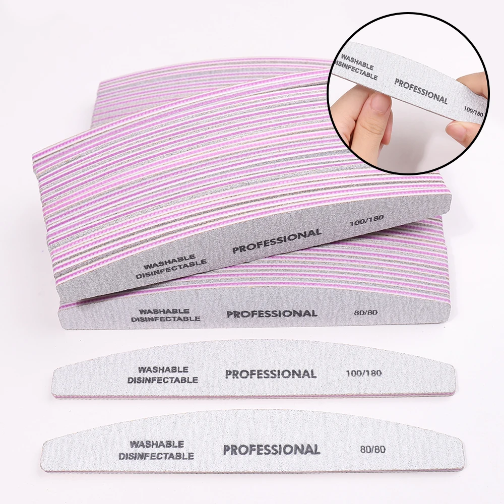 25Pcs/50Pcs/Lot Professional Nail Art Files Boat Design Thick Sandpaper 80/100/180 Grit Trimming Files Manicure Care Tools