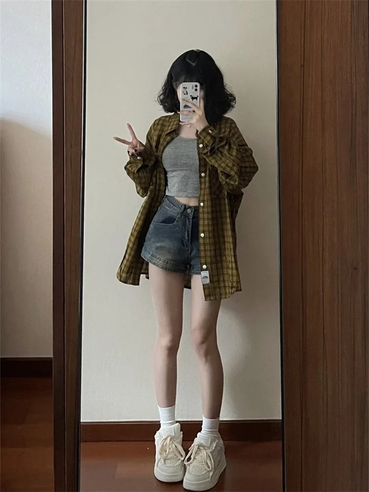 Pantaloncini di jeans blu retrò americani Pantaloncini skinny streetwear hip-hop elastici da donna Y2k 2025 Nuovi pantaloncini di jeans moda primavera estate