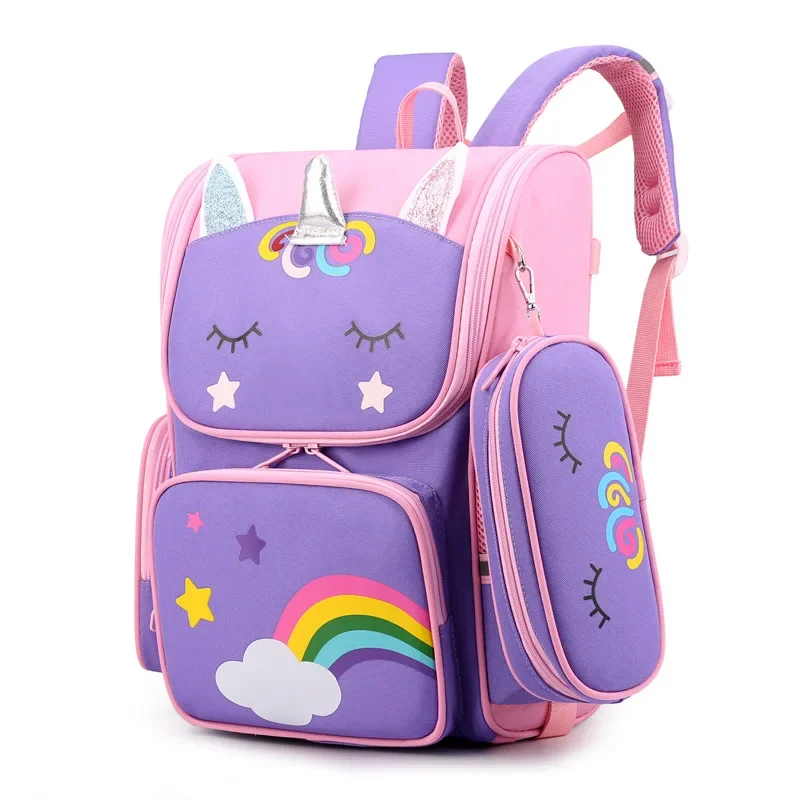 Children School Bags Cartoon 3D Unicorn Girls Sweet Kids School Backpacks Boys Lightweight Waterproof Primary Schoolbags