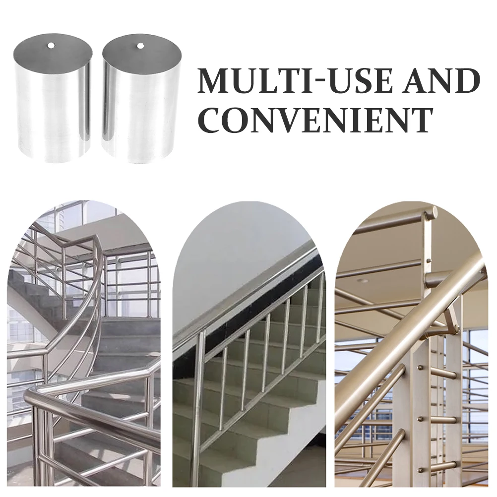 

2 Pcs Wall Bracket Handrail Connector Round Structural Fitting Cable Railing Stair Deck Stainless Steel Durable
