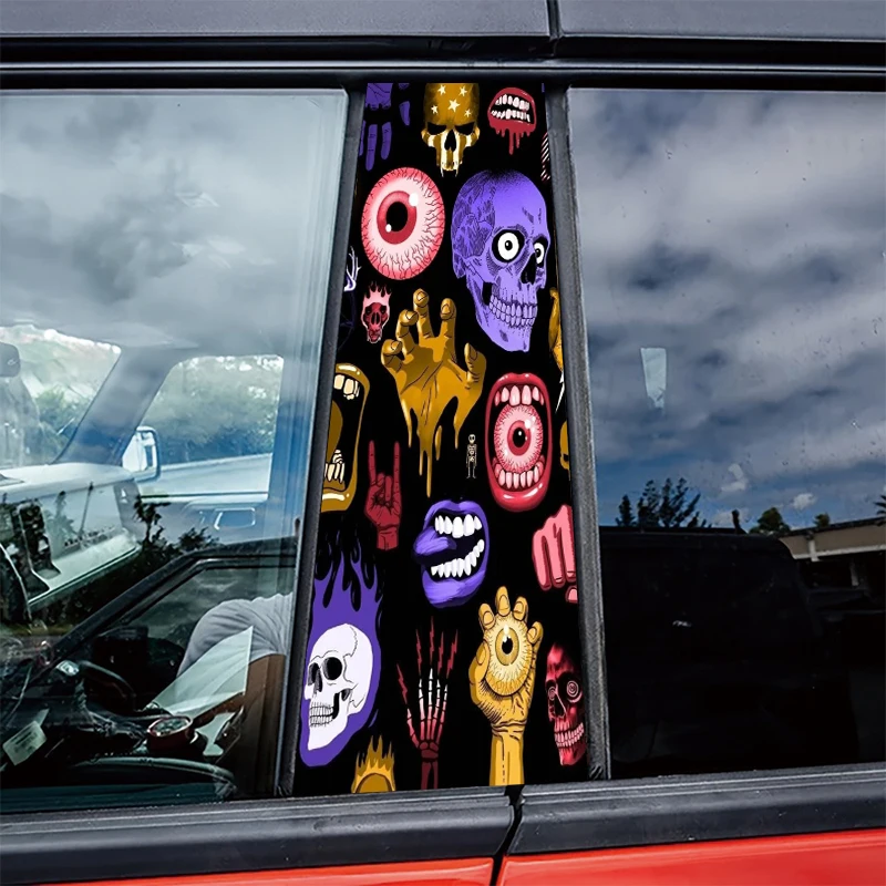 

2 pieces car center pillar stickers Dark Grotesque Elements Scratch-resistant protective film