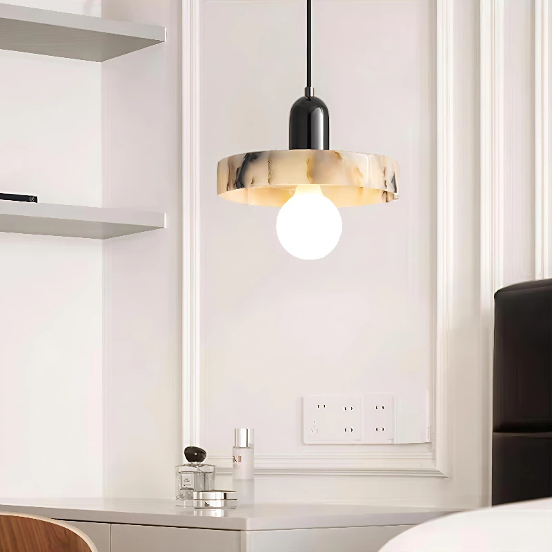 Nordic Designer Natural Marble LED Pendant Lamp Interior Lighting Bedroom Decoration Home Decor E27 Replaceable Bulb Long Wire