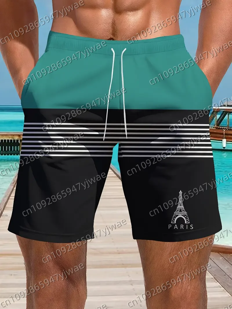 

Men's Paris Print Beach Shorts Casual Unisex Gym Fitness Men's Trousers Summer Women Shorts Sport Beach Shorts