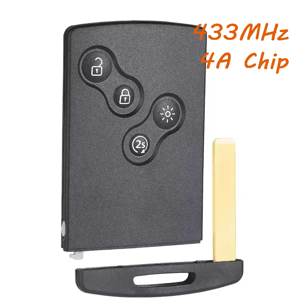 

Чип KEYECU 433 МГц 4A для Renault Clio IV Captur 2016 2017 2018 2019 2020, дистанционный брелок с 4 кнопками