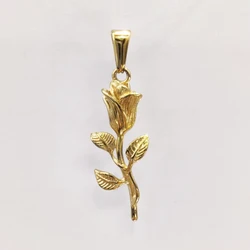New Gold Plated Rose Flower Pendant Necklace Simple Vintage Clavicle Chain Stainless Steel Necklace for Men Women Jewelry Gifts