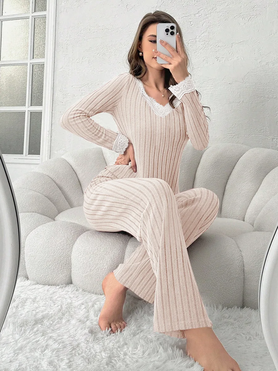 Warme Winter Nachtwäsche Pyjamas Ensembles Pyjama Femme Ensemble Hosen Sets Langarm Pyjamas für Wärme Nachtwäsche Frau frauen – Detail 14