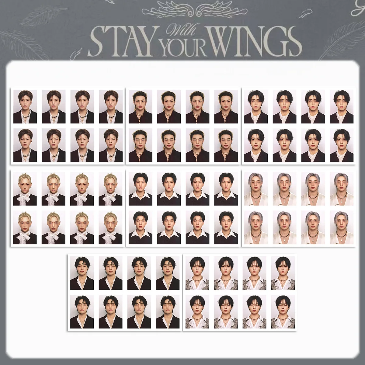 

Idol SKZOO Stray Kids New Series STAY WITH YOUR WINGS Periphery ID Photo One Inch Photo Felix HyunJin Chan Woojin Fans Gifts
