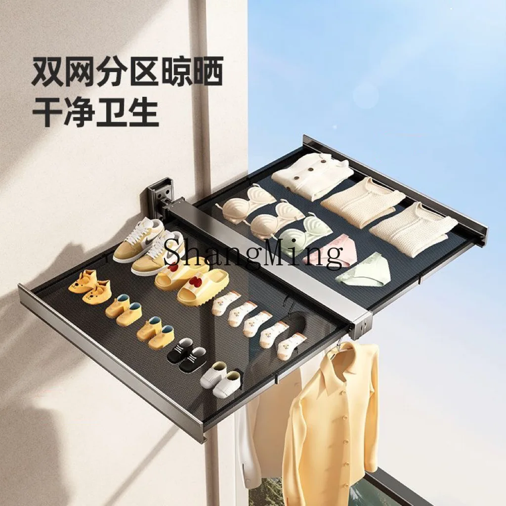 

CL folding invisible drying rack balcony wall-mounted drying net indoor cooling socks underwear shoes drying clothes artifact