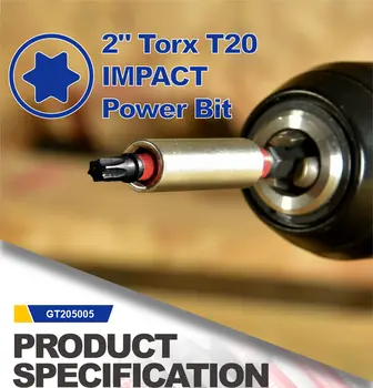 GEINXURN T20 1吋衝擊式強力磁性20號Torx頭電動螺絲起子頭套裝,S2合金鋼T20螺絲起子頭套裝 8 最佳銷售 20號星形螺絲 - №3