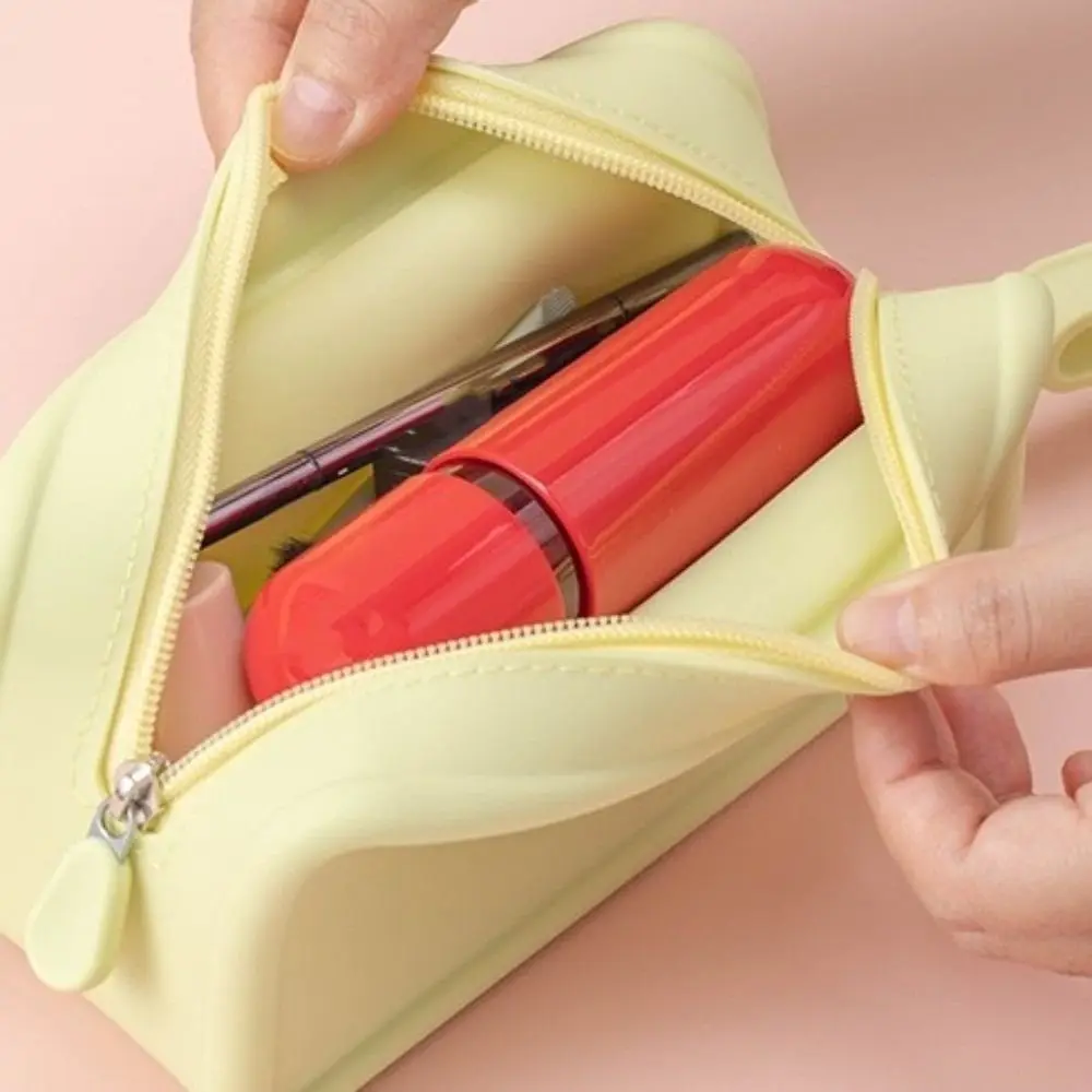 New Silicone Coin Purse Large Capacity Waterproof Earphone Bag Zipper Solid Color Cosmetic Bag Students