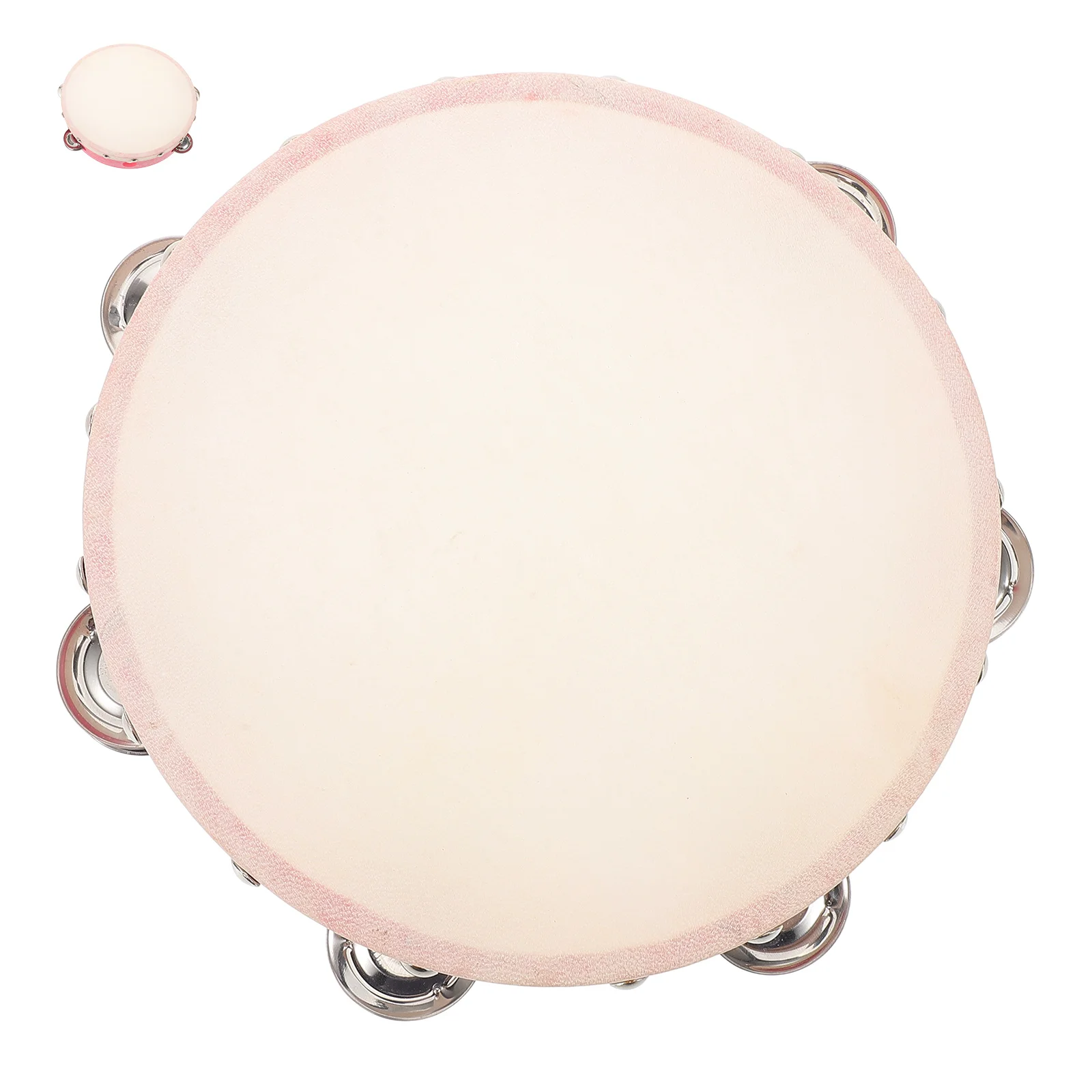 

1pcs Pink Tambourine Musical Instrument Handheld Percussion Drum For Children Smooth Design Instrument Educational (L)