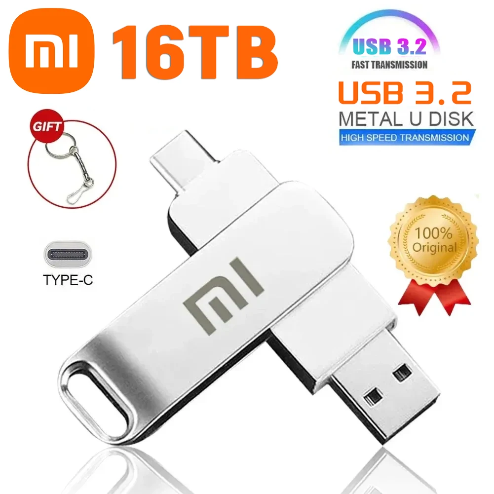 Xiaomi 16TB USB 3.2 Flash High-Capacity Drives High Speed Transfer Pendrive Memory Card Pendrive Flash Disk Memoria Waterproof