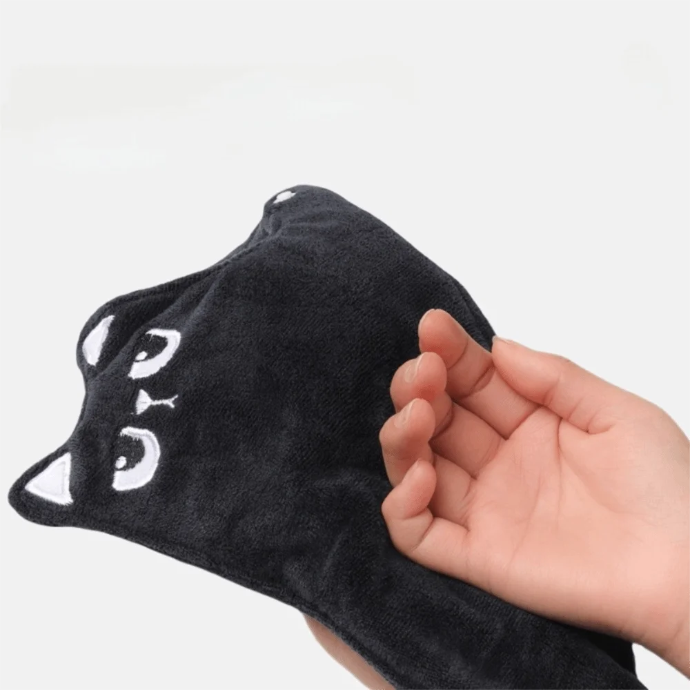 Practical Quick Dry Funny Cat Hand Towel Absorbent Non-shedding Kitchen Towel Thickened Soft Cleaning Cloth Bathroom