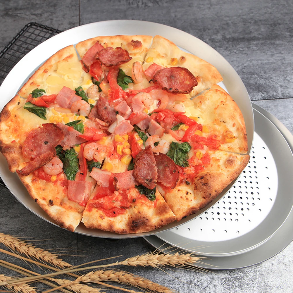 

1 pc Food-Grade Aluminum Alloy Non-Stick Perforated Pizza Bakeware Oven Tray For Baking Pizza Crepes Lightweight Heat-Resistant