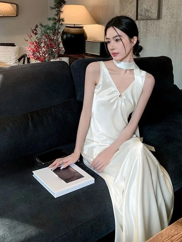 2025, vestidos de mujer zomer v-hals y2k jurk dameskleding hoge taille plooien mouwloos sexy gewaad femme mode maxi jurken