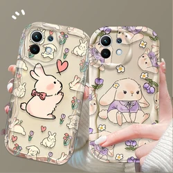 Cute Rabbit Flower Wave Case For Xiaomi 14T 13T 12T 13 12 11 11i Lite 5G 10T POCO X5 X6 Pro X3 NFC X4 GT F3 F4 F5 F6 M6 M5S C65