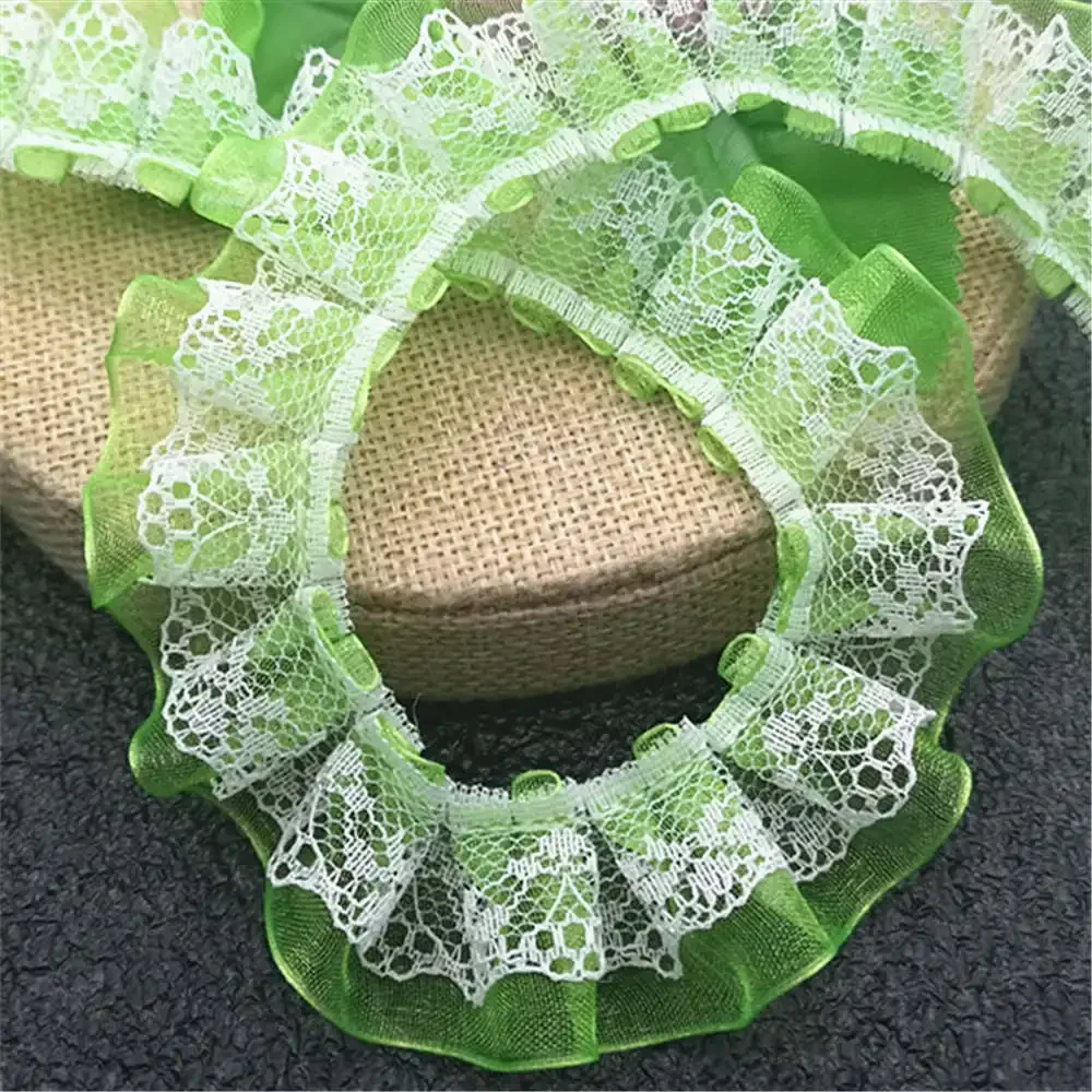 3YD/5YD Meters Double Layer Ruffle Unilateral Lace Tulle Ribbon Trim 30mm Sewing