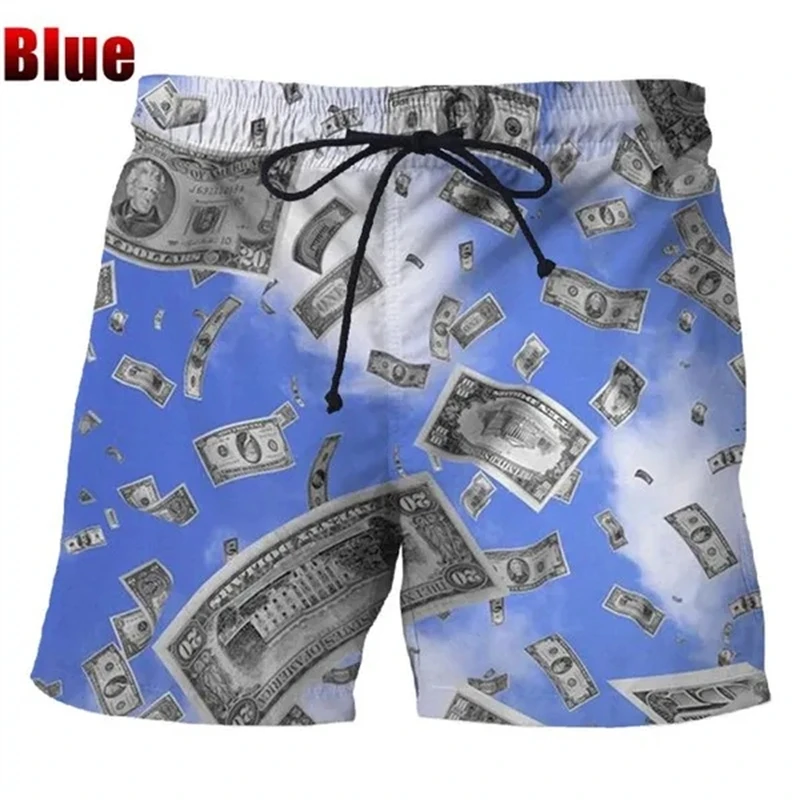 Bermuda Beach Shorts For Men Dollar 3D Printed Men\'s Board Shorts Unisex Casual Swimming Shorts Streetwear Vacation Beachwear